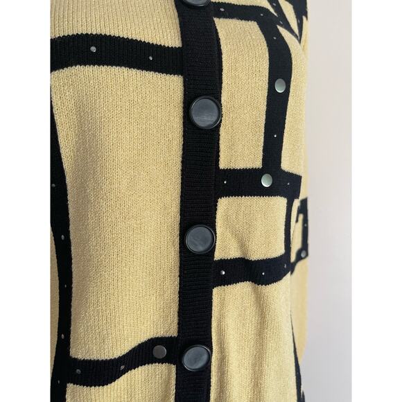 J.S.S knit ware jacket/ blazer sm yellow/ black wool blend button up timeless - Picture 5 of 8